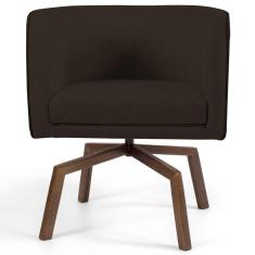 Imagem de Poltrona Decorativa Giratória Base Ka Madeira Betina C-34 Corano Marrom - Domi