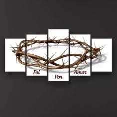Imagem de Quadro Decorativo Coroa Espinhos Amor 5pç