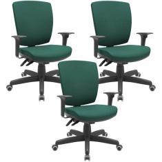 Imagem de Kit 03 Cadeiras De Escrit rio Diretor Office Girat ria Preto