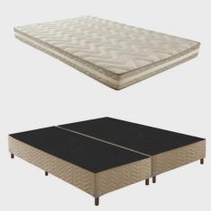 Imagem de Box Queen Júlia 42x158x198cm com Colchão Queen Unique D33 Plus Duoface 16x158x198cm Rustico Bege