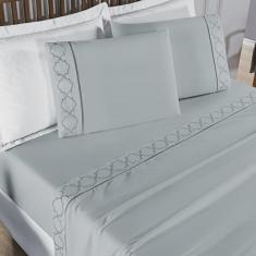 Imagem de Jogo De Lençol Helena Casal 4 Peças Micropercal 400 Fios Ponto Palito Macio - Cinza