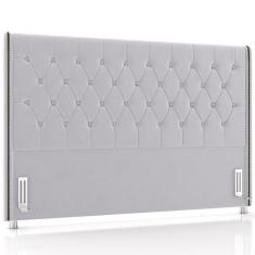 Imagem de Cabeceira Cama Box Casal 140cm Estofada Frizza P05 Veludo Cinza - Lyam Decor
