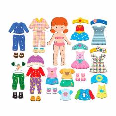 Imagem de Boneca De Madeira - Alinhavos - Veste E Brinca - Nig Brinquedos