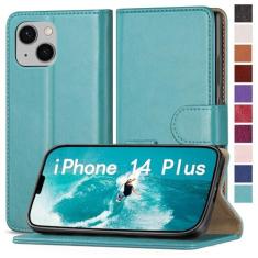 Imagem de RingPi Capa de celular para iPhone 14 Plus de 6,7 polegadas [couro com bloqueio de RFID], [3 compartimentos para cartão de crédito] capa flip folio book à prova de choque, capas com suporte, mulheres
