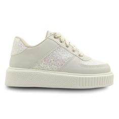Imagem de Tênis Infantil Pé com Pé Casual Juliette Com Glitter Branco Menina-Feminino