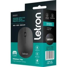 Imagem de Mouse optico sem fio letron 1600dpi office slim pt - LEONORA