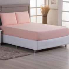 Imagem de Jogo de Cama Casal Malha 100% Algodão c/ Elastico 04 Pçs Salmão - MALU