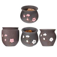 Imagem de HEMOTON Vasos pequenos de cerâmica para suculentas, mini plantador, vaso de flores decorativo, cacto, bonsai, recipiente, decoração de mesa para casa, escritório, varanda