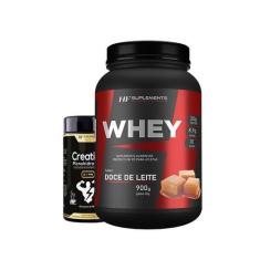 Imagem de Whey Protein Doce De Leite 900G + Creatina 3G 120Caps Pura - Hf Suplem