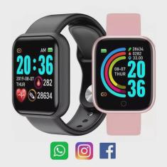 Imagem de Kit com 2 Relógio Inteligente SmartWatch iOS Android Bluetooth Troca Pulseira Mult-Funções.