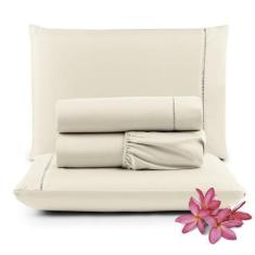 Imagem de Jogo De Lençol Micropercal 400 Fios King - Palha - Casa Show Enxovais