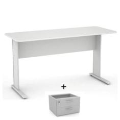 Imagem de Mesa Escritório 1,20X0,60  Cor Cinza Com 2 Gavetas - Martinucci