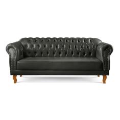 Imagem de Sofá Chesterfield Duque 3 Lugares couro Ecológico Preto 300
