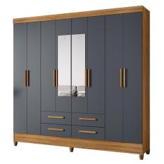 Imagem de Guarda Roupa Casal Flórida 8 Portas E 4 Gavetas Freijó Cinza Com Espelho - Moval Freijó Cinza