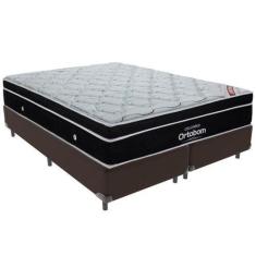Imagem de Cama Box Marrom e Colchão Elegant Molas Ensacadas Queen Ortobom