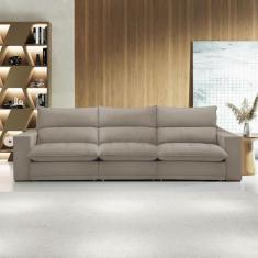 Imagem de Sofá 5 Lugares Martinho Retrátil Veludo Bege Claro  - Celflex