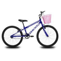 Imagem de Bicicleta Infantil Aro 24 KOG Feminina com Cestinha Cor Azul Signos Br