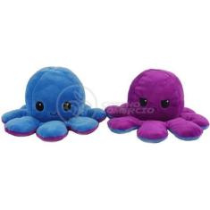 Imagem de Polvo Reversível Bipolar de Pelúcia Humor Feliz e Bravo 2 em 1 TikTok 