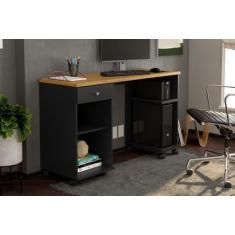 Imagem de Mesa / Escrivaninha Para Computador MI Com Rodízios Cor Preto / Cinamo