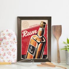 Imagem de Quadro Decorativo Bebida Vintage Rum 33x43 Moldura Marrom