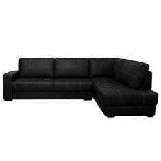 Imagem de Sofá de Couro Canto Marrocos 3 lugares - Chaise Direita - Preto