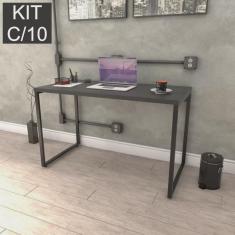 Imagem de Kit com 10 Escrivaninhas Kuadra 120cm Estilo Industrial
