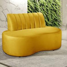 Imagem de Sofá Redondo Curvo Orgânico Namoradeira Doha Amarelo
