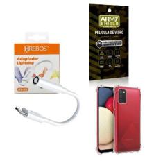 Imagem de Capa Samsung A03S + Adaptador P2 Para Tipo C + Película 3D - Armyshiel