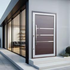 Imagem de Porta Pivotante Lambril Evolution com Puxador Lado Direito Elite 240x120 Mix Corten