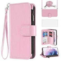 Imagem de Asuwish Capa de celular para Samsung Galaxy S21 Plus S21+ 5G carteira celular com protetor de tela alça transversal flip zíper suporte para cartão suporte S21+5G S21plus 21S + S 21 21+ G5 mulheres