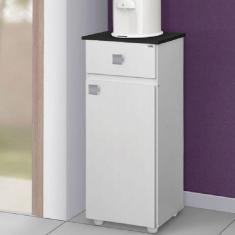 Imagem de Balcão Multiuso para Bebedouro 1 Porta 1 Gaveta Karol cor Branco com Preto - AJL Móveis