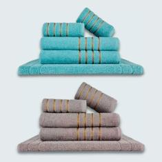 Imagem de Jogo De Toalhas 10 Pçs Coleção Dubai 100% Algodão Verde+cinza