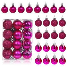 Imagem de Liobelon 24 enfeites de bolas de Natal, mini bolas à prova de estilhaçamento, enfeites de árvore de Natal, pequenos enfeites de árvore de Natal pendurados para decorações de festas de fim de ano, 3,5