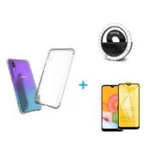 Imagem de Kit Flash Selfie Samsung Galaxy A01 + Capa + Película De Vidro 3D