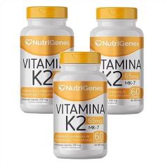 Imagem de 3x Vitamina K2 - MK-7 - Nutrigenes - 60 Cápsulas
