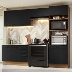 Imagem de Armário De Cozinha Completa 270cm Rustic/preto Agata Madesa