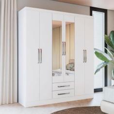 Imagem de Guarda-Roupa Solteiro Kappesberg 2 Espelhos 6 Portas 2 Gavetas Branco