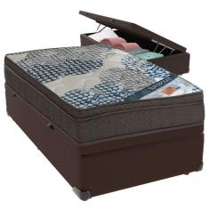 Imagem de Cama Box Baú Marrom E Colchão Iso Superpocket Molas Ensacadas Solteiro Ortobom