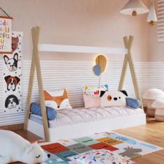 Imagem de Cama Infantil Cabana Montessoriana de Solteiro com Colchão para Menino
