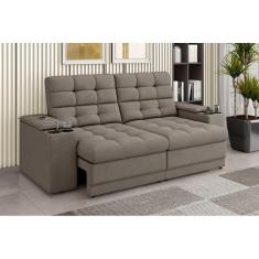Imagem de Sofá Confort Premium 2,05m Retrátil/Reclinável porta copos e USB Suede Capuccino - XFlex Sofas