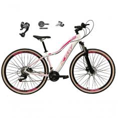 Imagem de Bicicleta Feminina Aro 29 Ksw Mwza 27v Câmbios Shimano Altus Freios Hidráulicos Trava Pneu Bege - Branco-rosa Tam.15