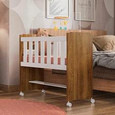 Imagem de Mini Berço 100% MDF com Rodízios Branco/Ypê