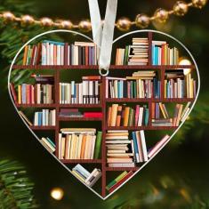 Imagem de Presentes para amantes de livros - Enfeites de livro para árvore de Natal, enfeites de Natal para amantes de livros - Presentes para amantes de livros - Ornamento de livro, ornamento de bibliotecário