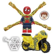 Imagem de Boneco Blocos De Montar Homem Aranha Teia Gold Motorcycle