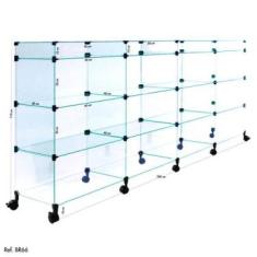 Imagem de Balcão de Atendimento Modulado em Vidro com Rodízios - 2,00 x 1,10 X 0