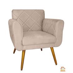 Imagem de Poltrona Decorativa Estofada Para Hall de Entrada Isabella Suede Bege - DL DECOR