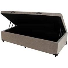 Imagem de Cama Box Com Baú Solteiro Suede Bege (Blindado)