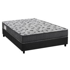 Imagem de Cama Box Viúva: Colchão Espuma Ortobom D33/EP ISO 100 Ultra Firme + Base CRC Suede Gray(128x188)
