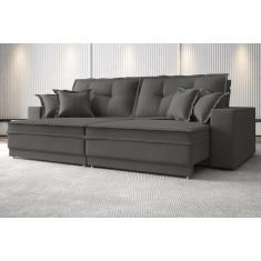 Imagem de Sofá Palermo 2,80m Retrátil e Reclinável Velosuede Cinza - netsofas