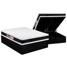 Imagem de Cama Box Baú Queen: Colchão Espuma D45 Castor Black E White Air Double Face + Base Black(158X198)